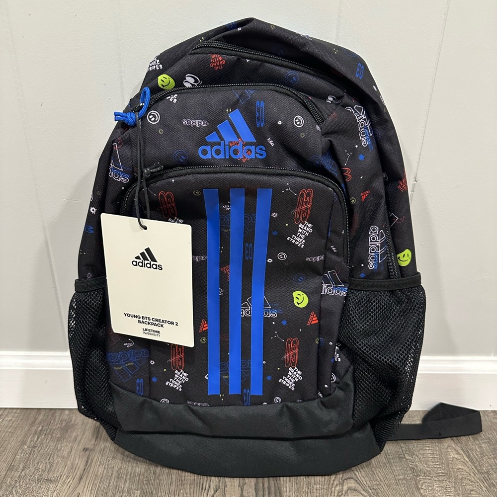 adidas Unisex Black/Royal/Mult Young BTS Creator 2 Laptop Backpack (5156581) NWT